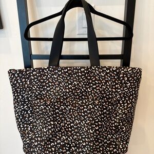 Target Black Leopard-Print Tote with Pink and Tan Spots
